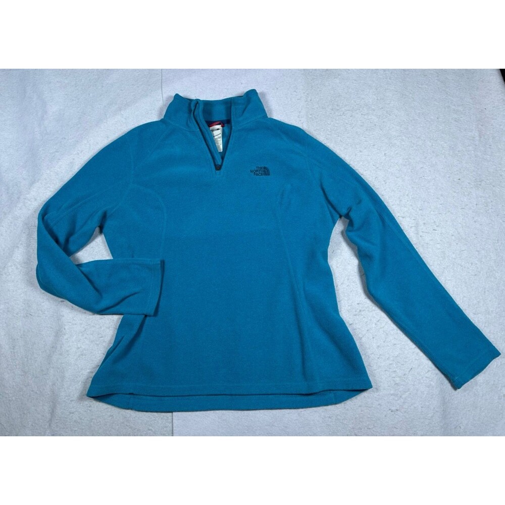 The North Face Womens M Blue Quarter Zip Fleece Pullover Long Sleeve